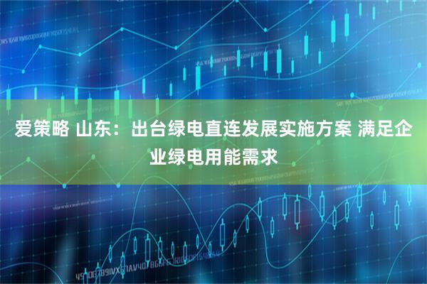 爱策略 山东：出台绿电直连发展实施方案 满足企业绿电用能需求